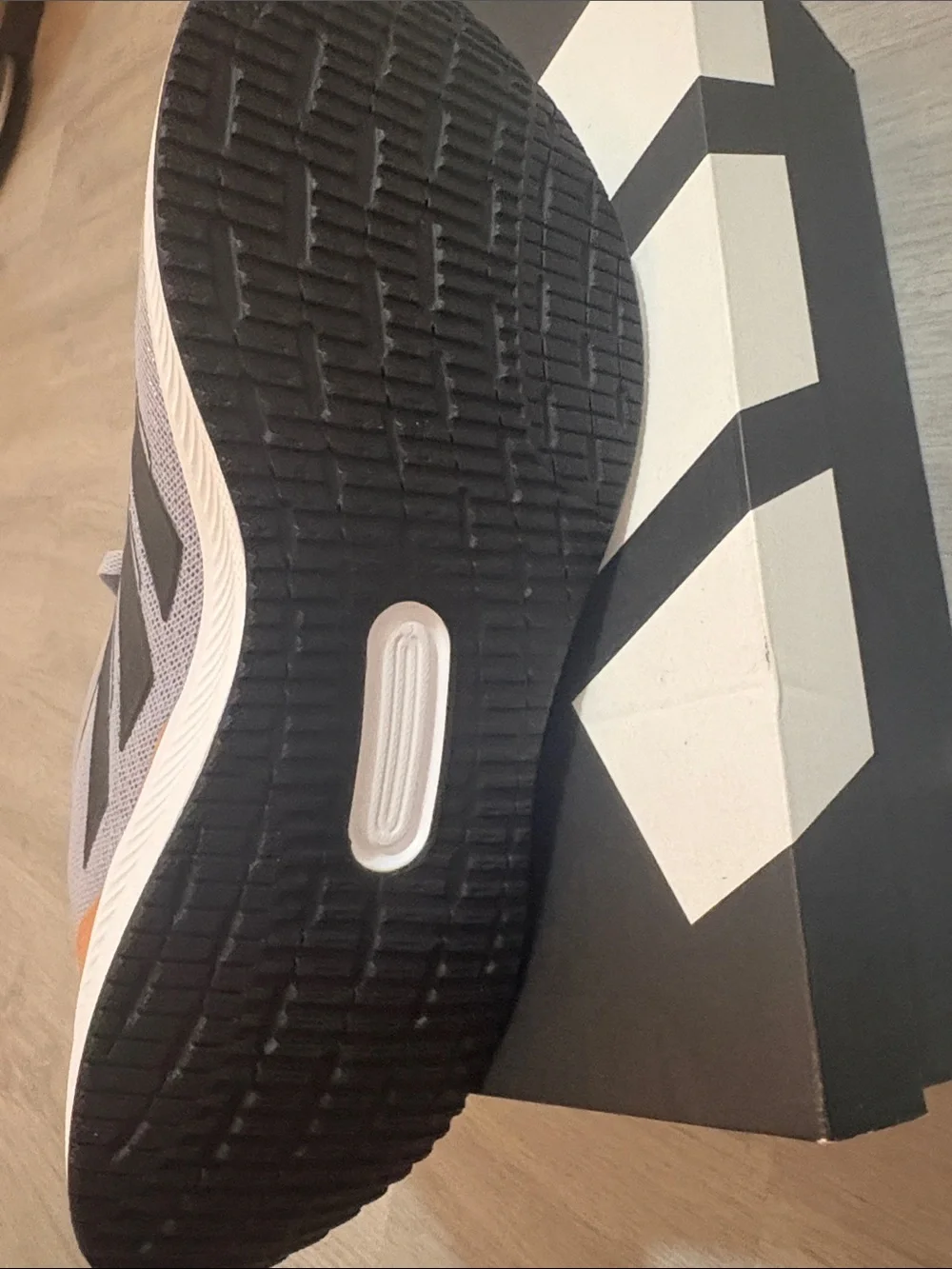 adidas Light Gray and Black Men's Running Sneakers with Orange Accents